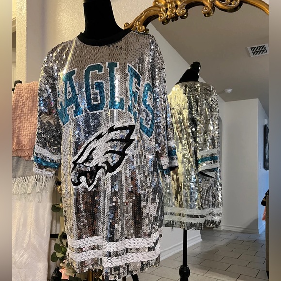 Sale‼️Philadelphia Eagles sequin shirt dress - Picture 9 of 11
